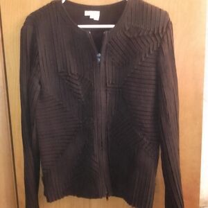 VTG 80's-90's Goth Obstinee Black Abstract Mesh Zip Up Jacket Size 8 (18" X 24")